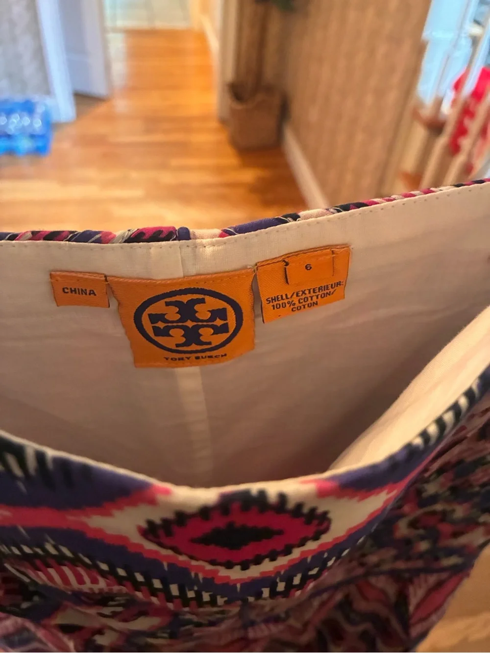 Tory Burch Pink and Blue Geometric Midi Sundress